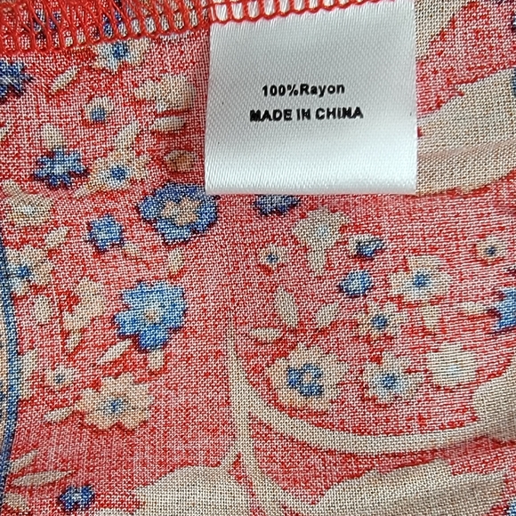 Meroketty Red Crimson Floral Boho Western Rayon Blend Tiered Maxi Skirt Sz M NEW - Picture 12 of 13